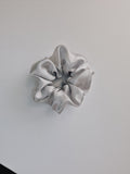 Silver Satin Scrunchie