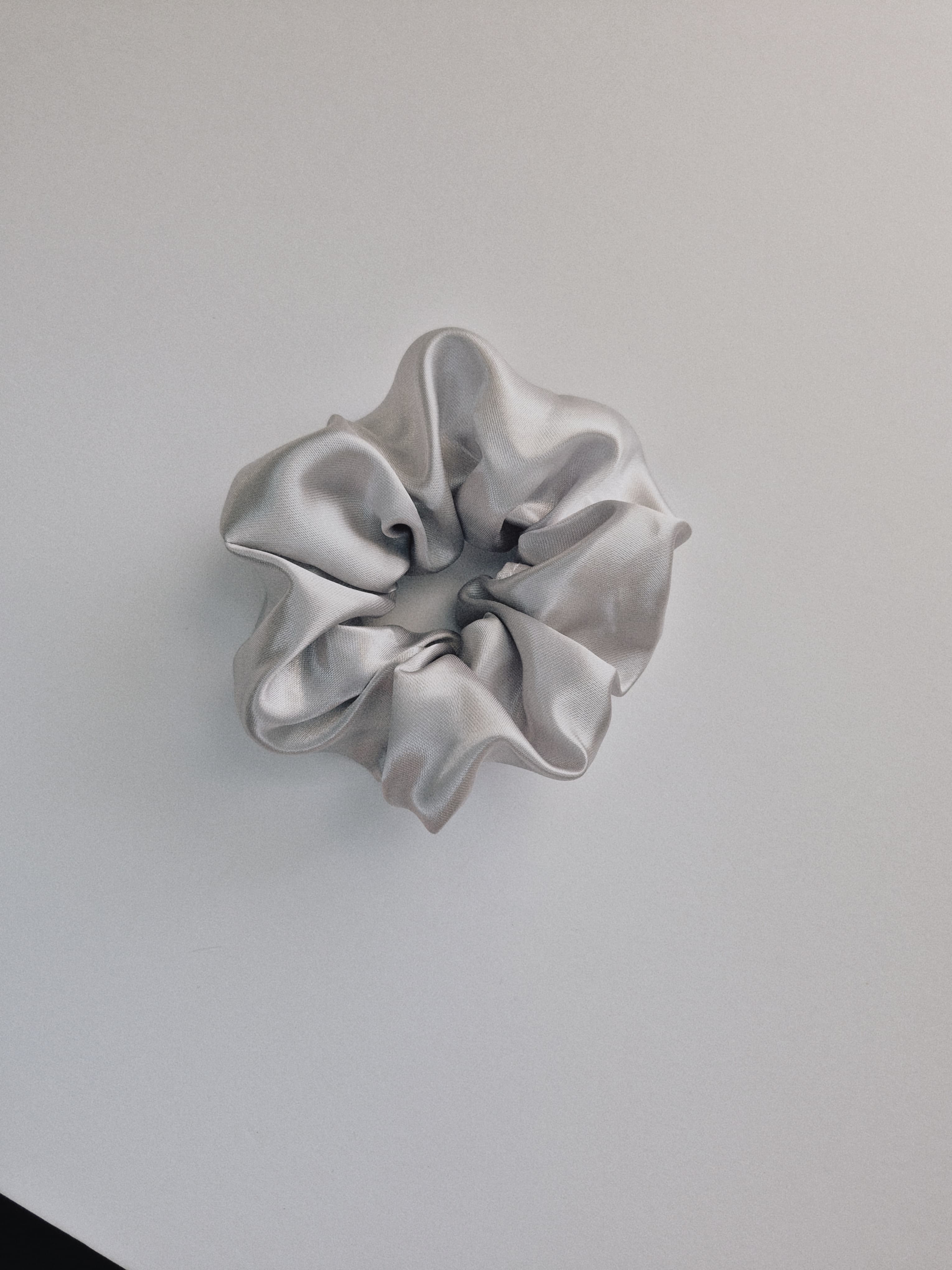 Silver Satin Scrunchie