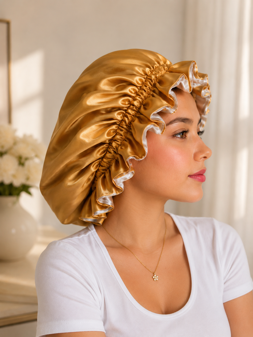 Gorro de satén de doble capa Golden Glow
