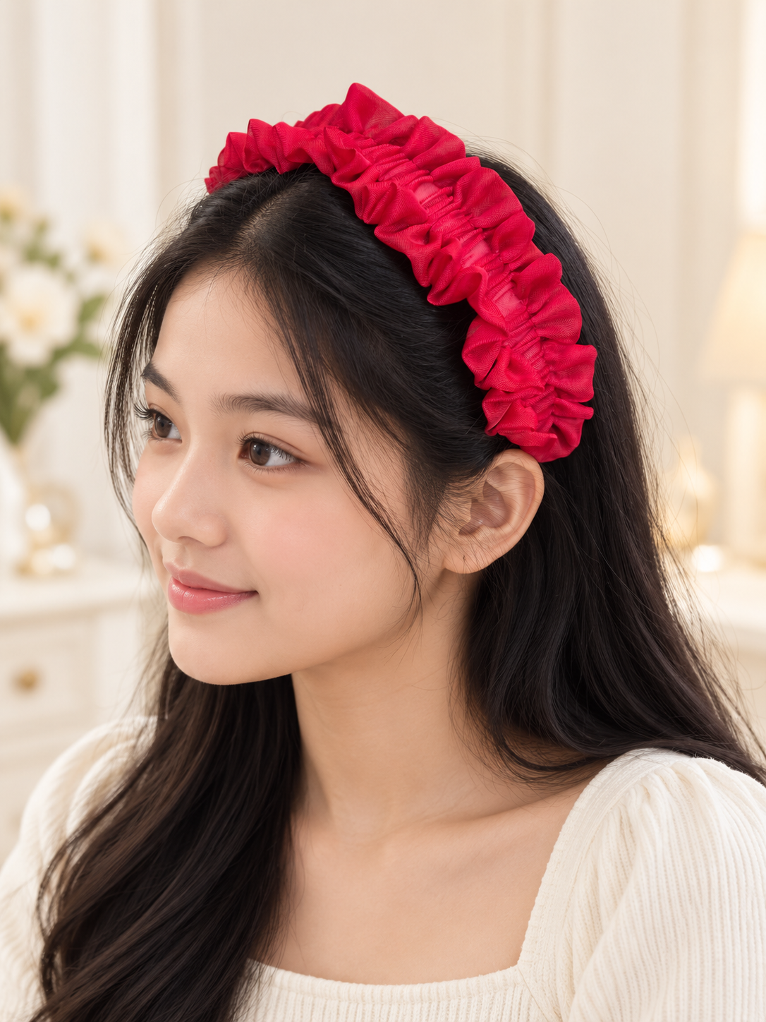 Red Ruffled Headband