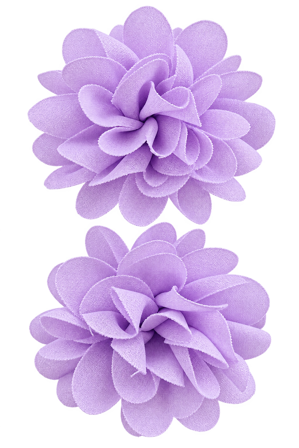 Lavender Fabric Flower Hair Clips – Set of 2