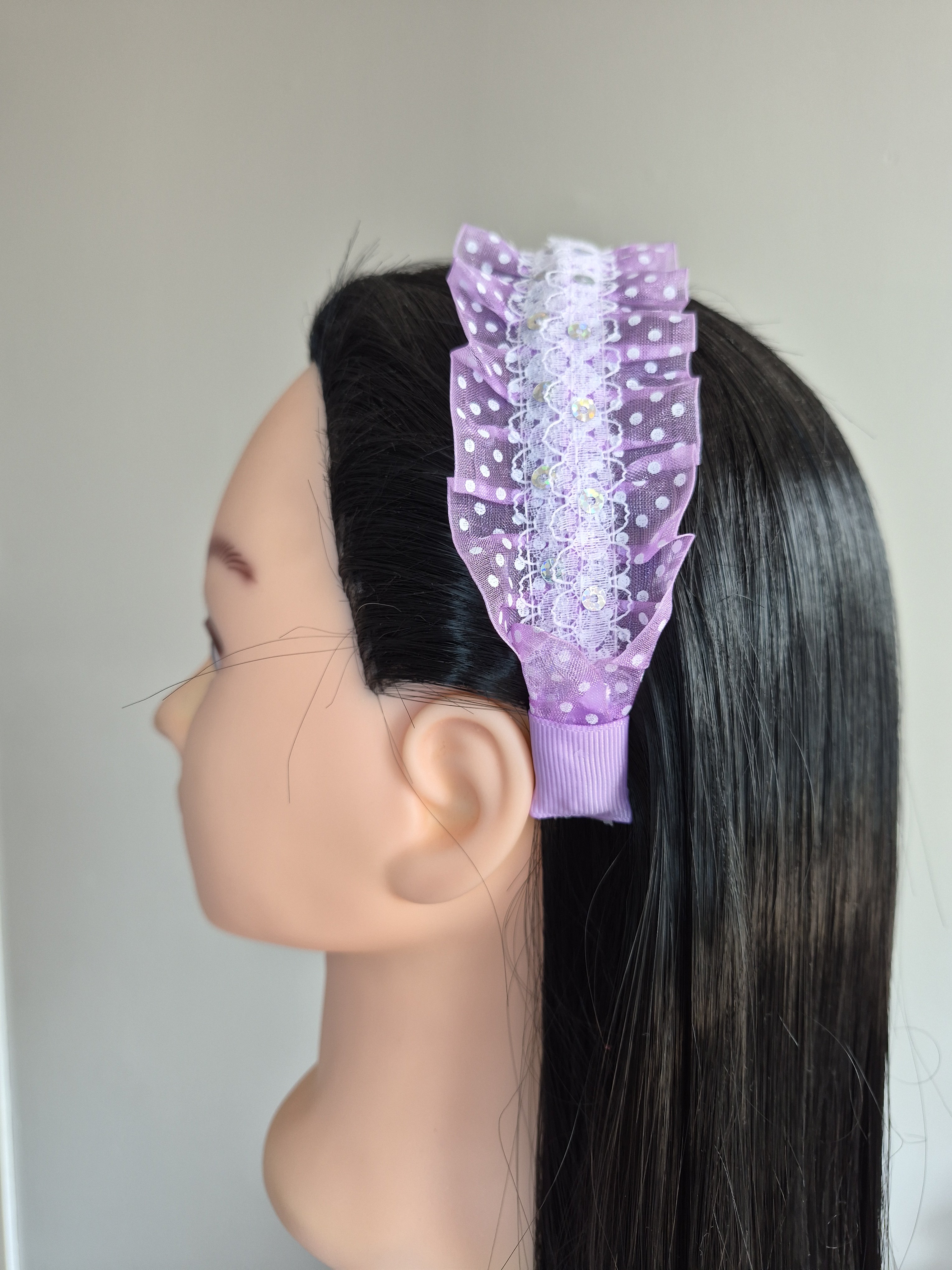 Lavender Lace Ruffle Headband