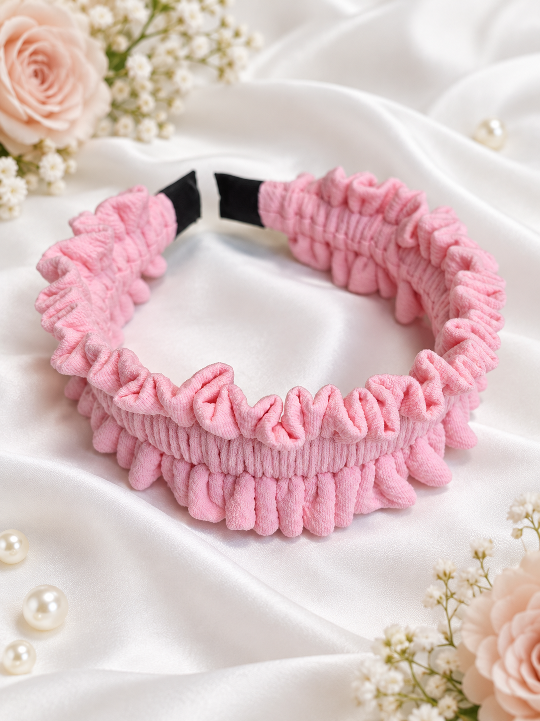 Pink Ruffle Headband – Handmade