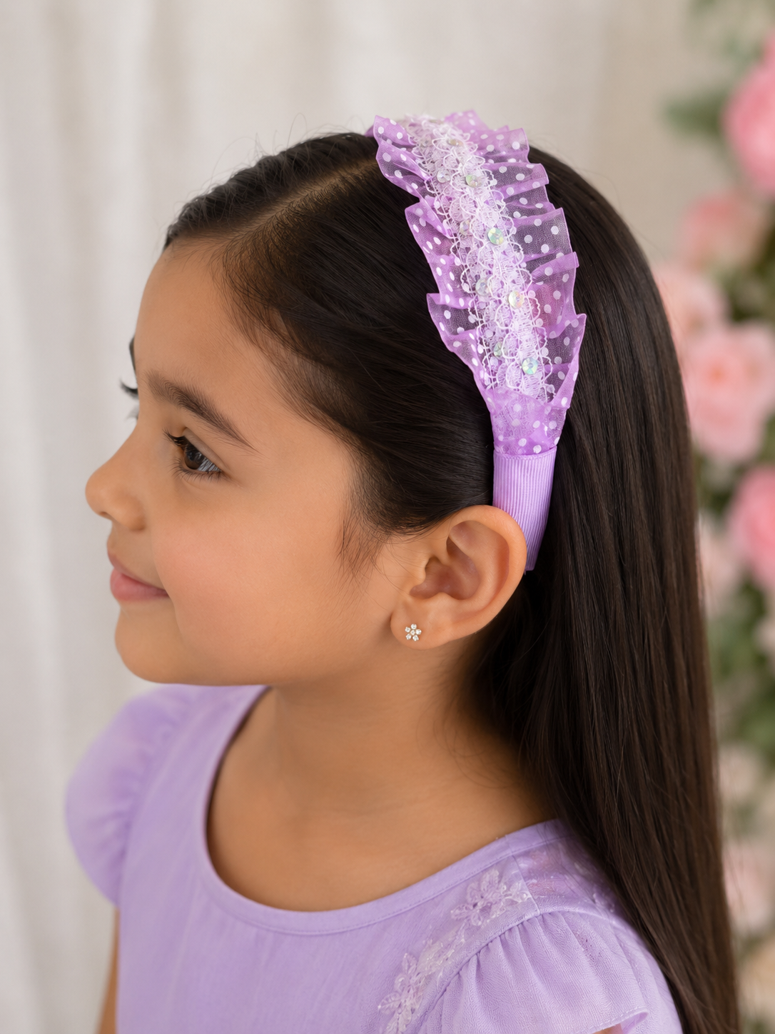 Lavender Lace Ruffle Headband