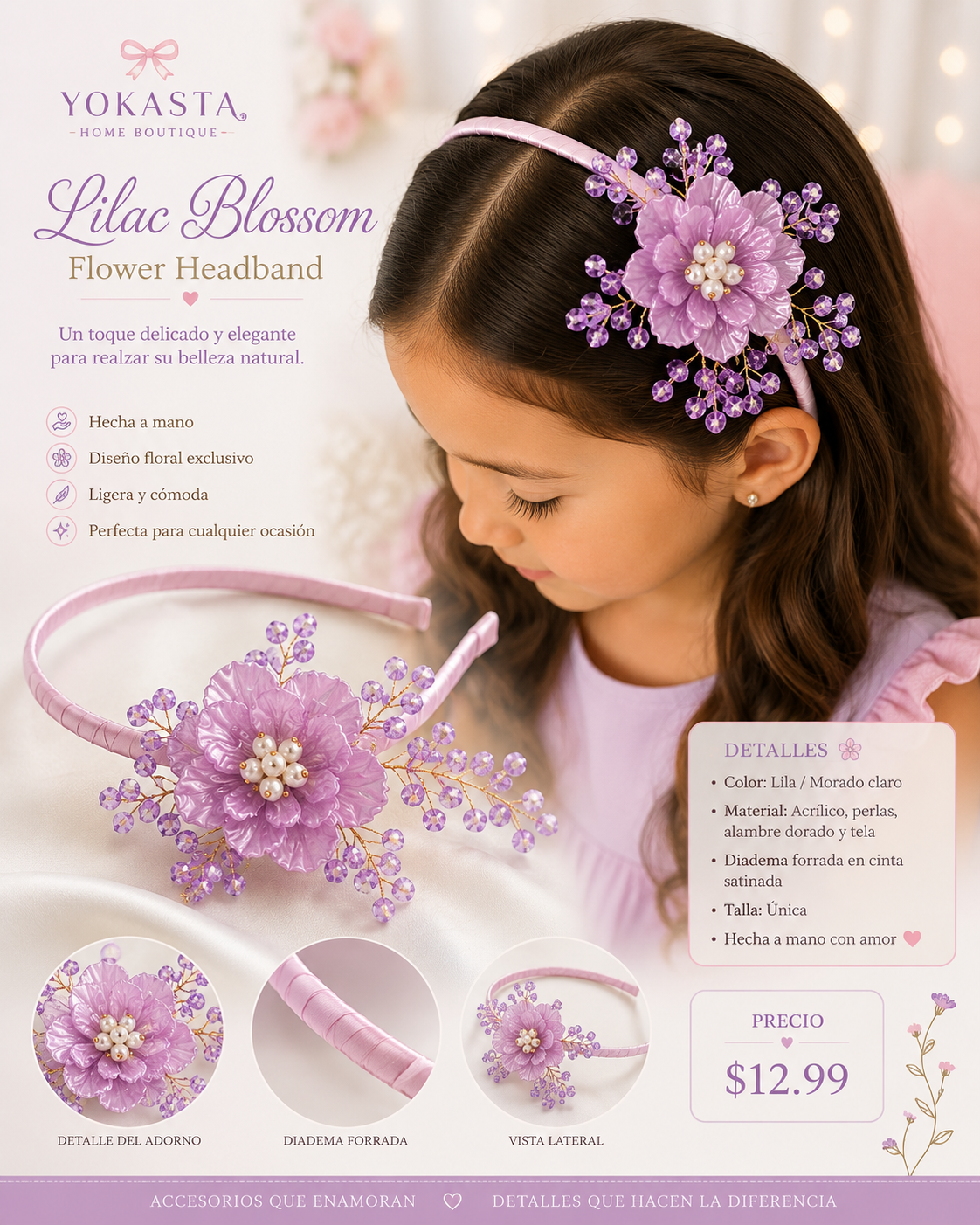 Lilac Blossom Flower Headband