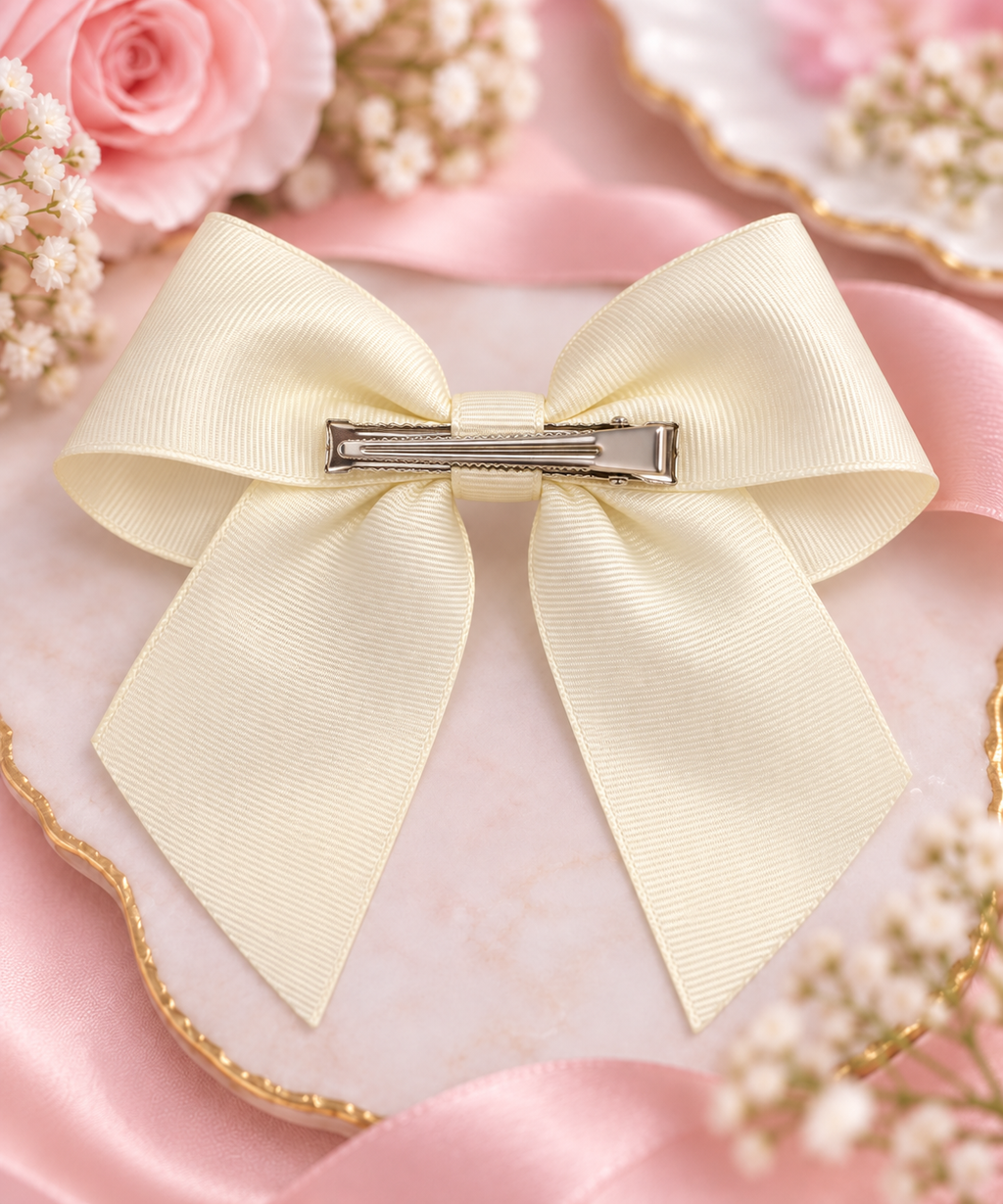 Ivory Pearl & Crystal Hair Bow