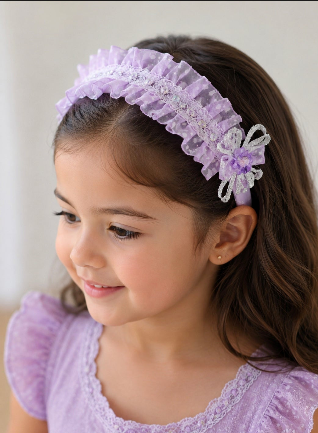 Lavender Lace Ruffle Headband