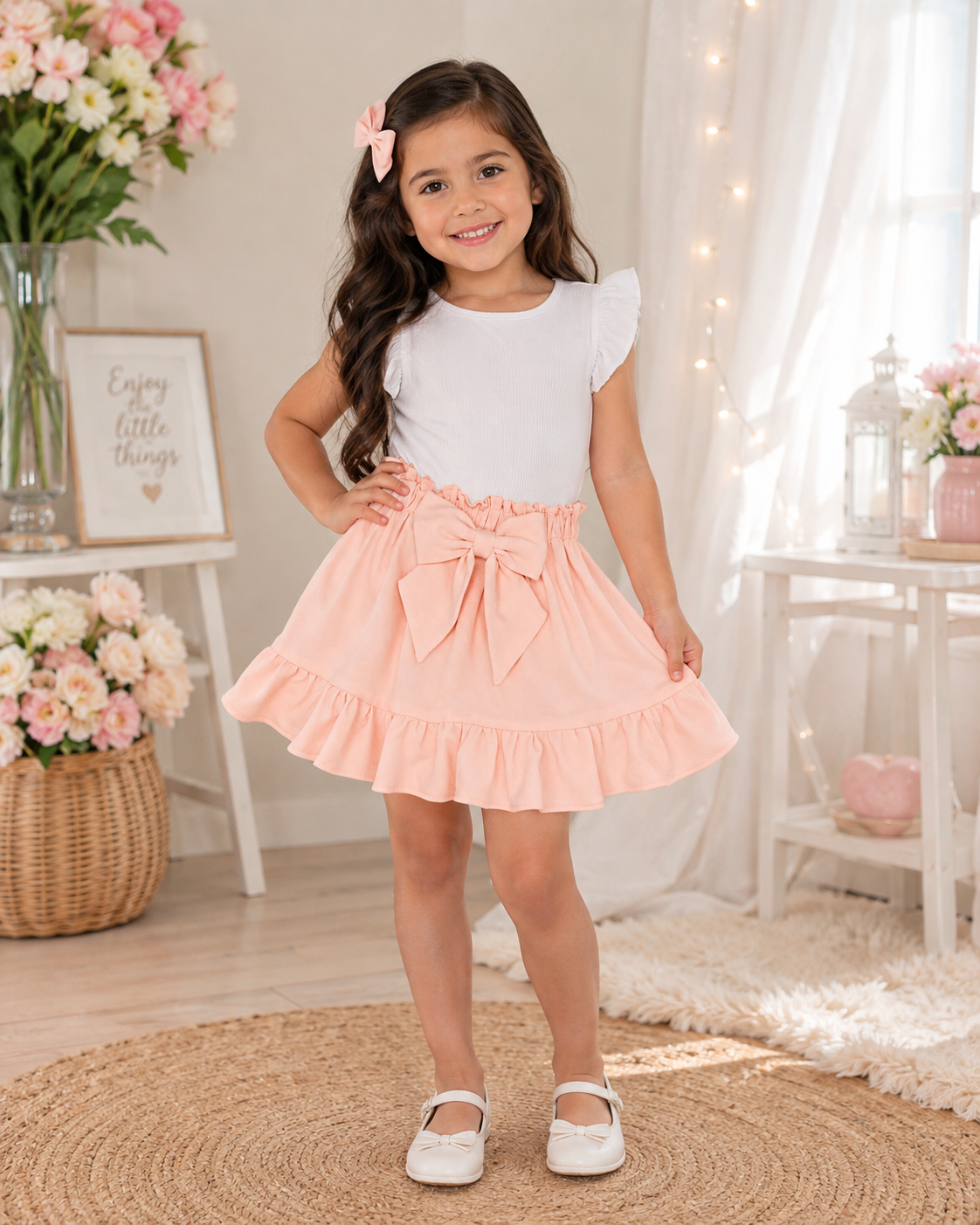 Blush Pink Ruffle Bow Skirt – Girls Size 4