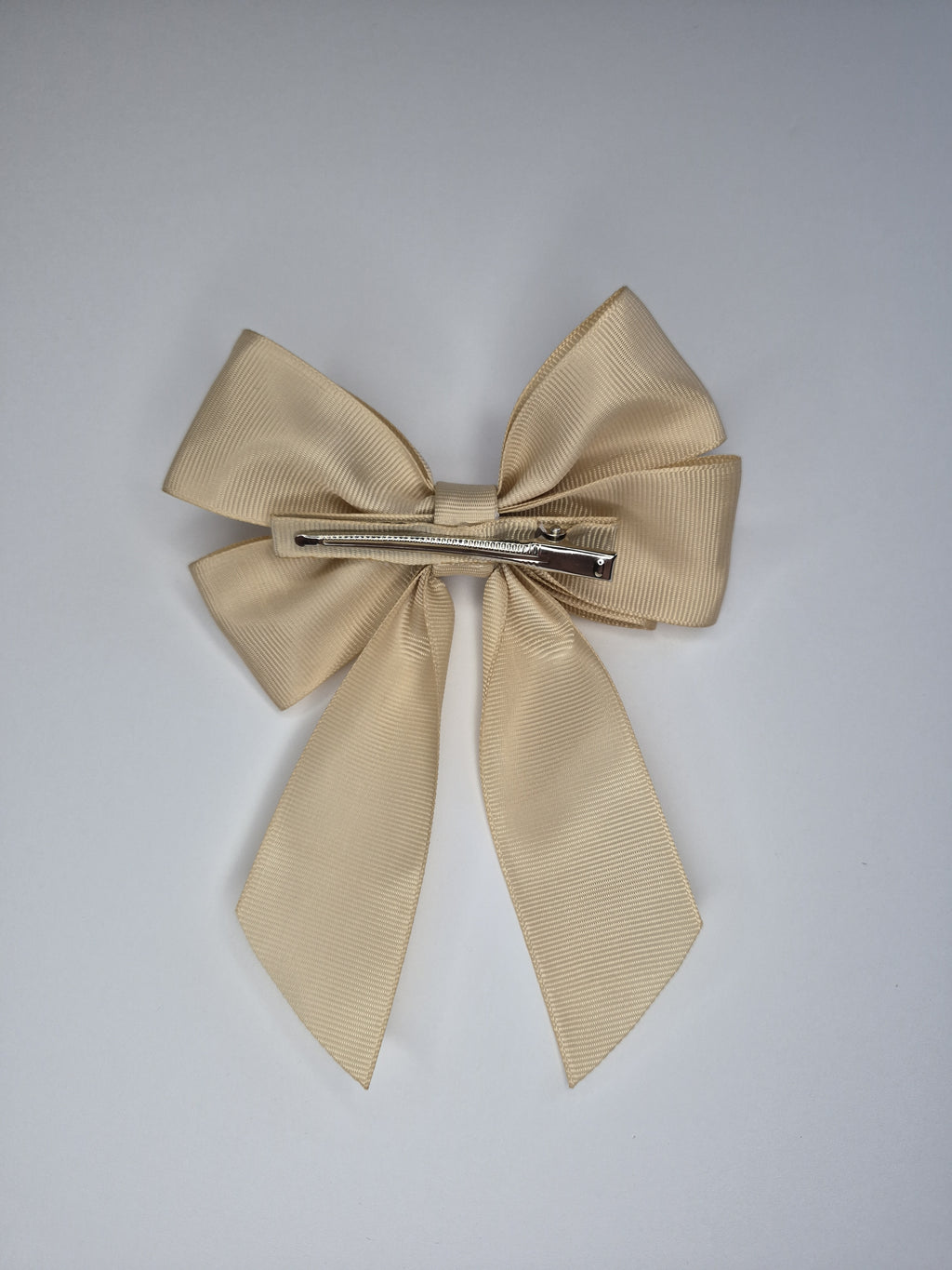 Elegant Layered Grosgrain Bow – Champagne Beige