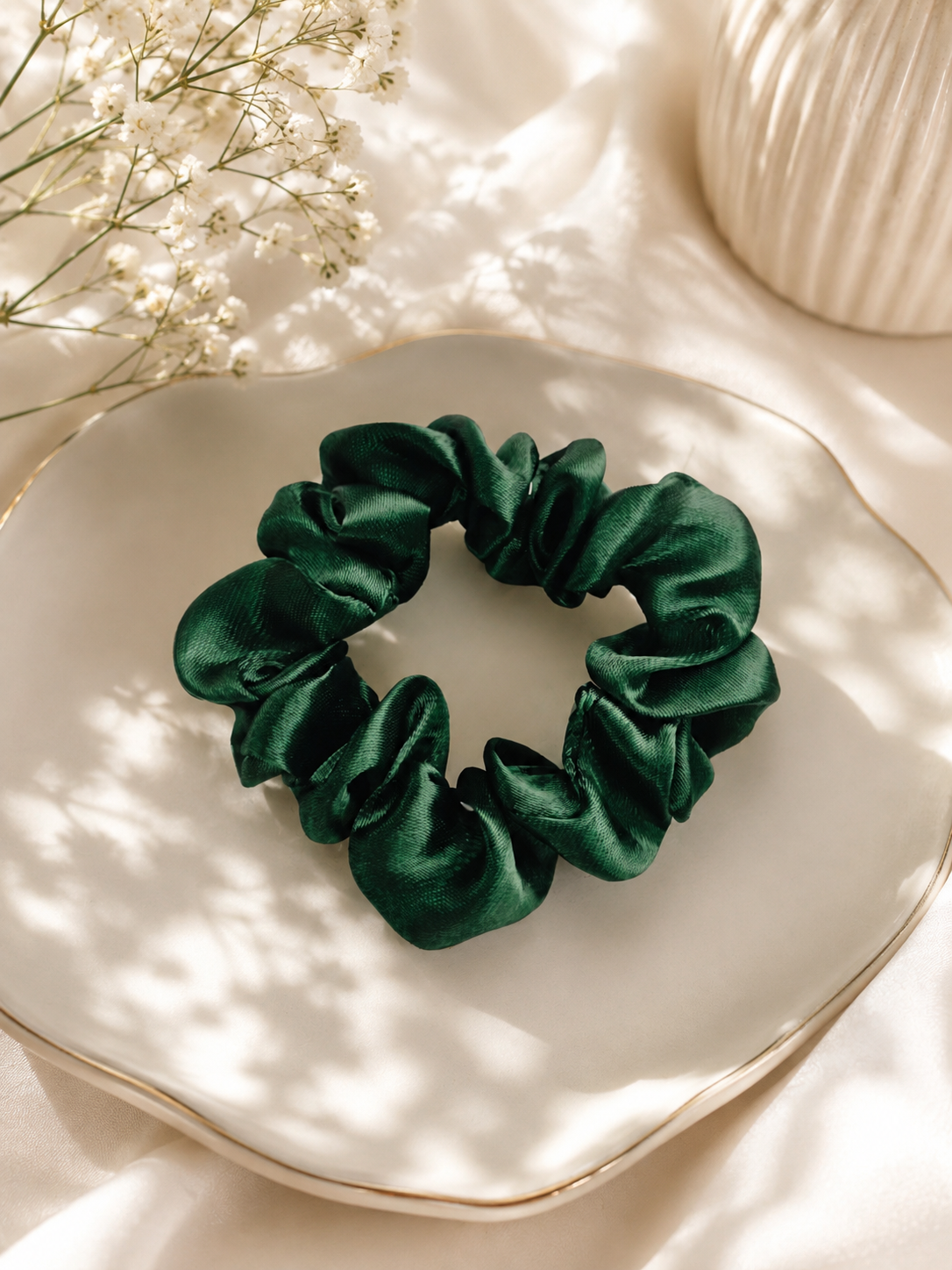 Emerald Green Satin Scrunchie