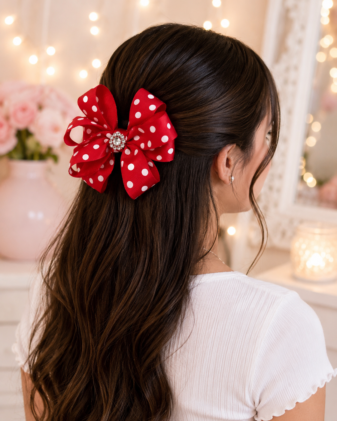 Ruby Polka Dot Boutique Hair Bow