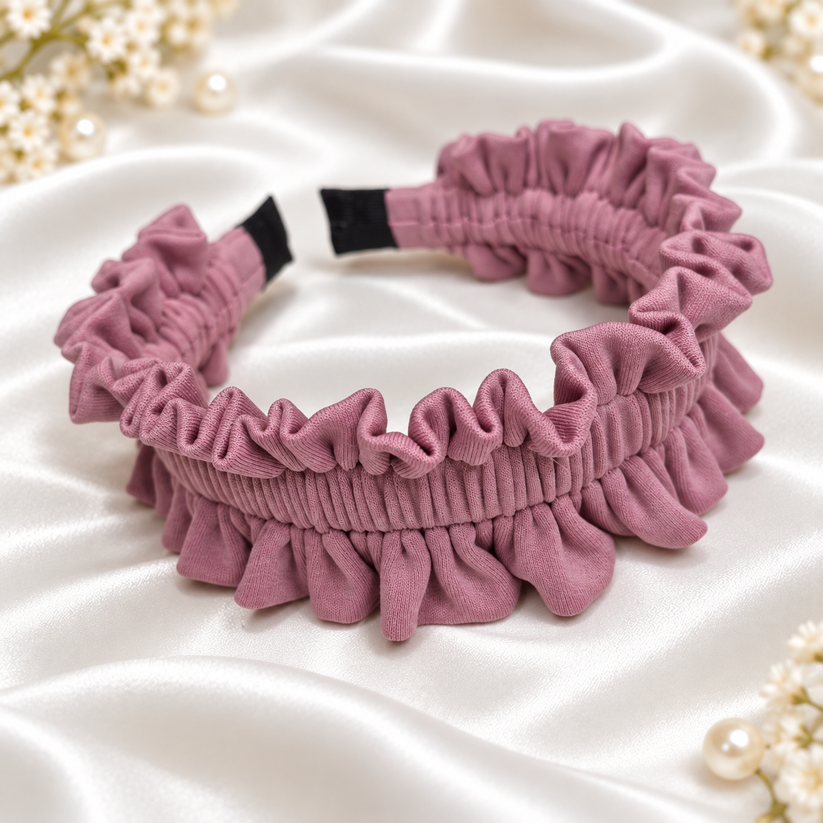 Mauve Ruffle Headband – Handmade