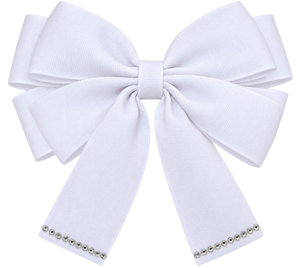 White Rhinestone Tail Hair Bow