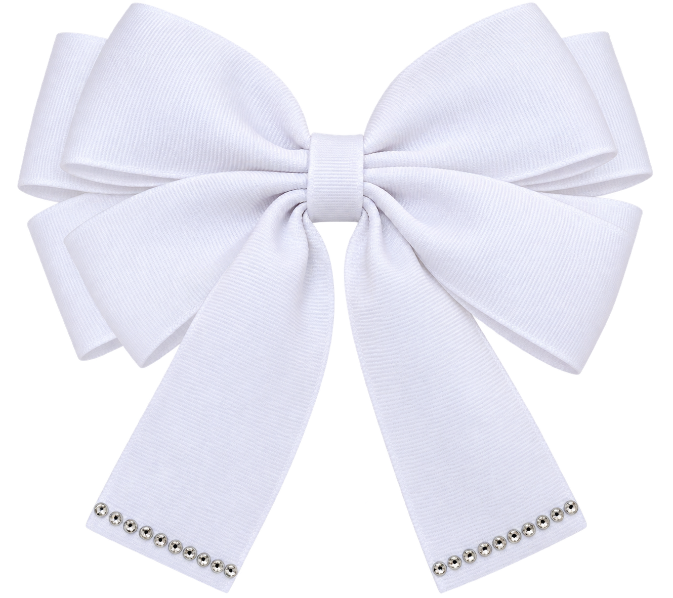 White Rhinestone Tail Hair Bow