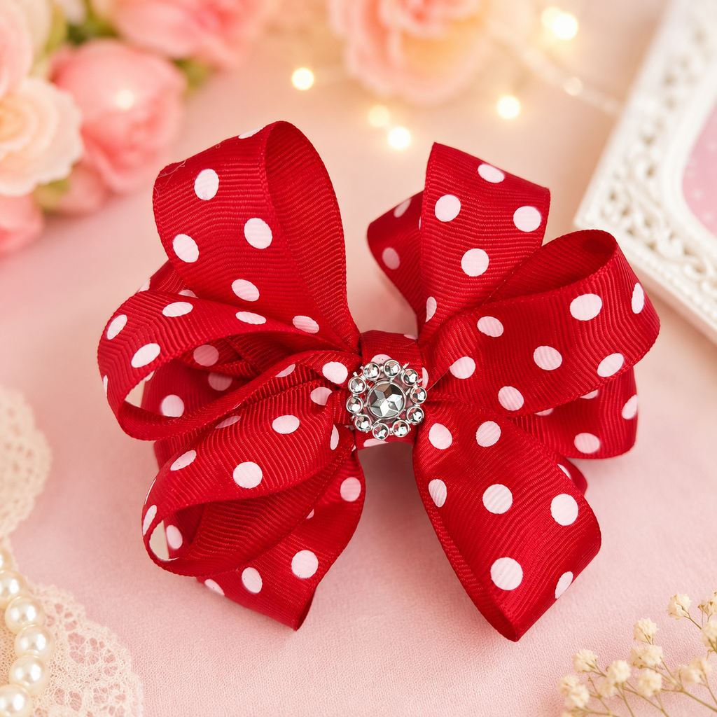 Ruby Polka Dot Boutique Hair Bow