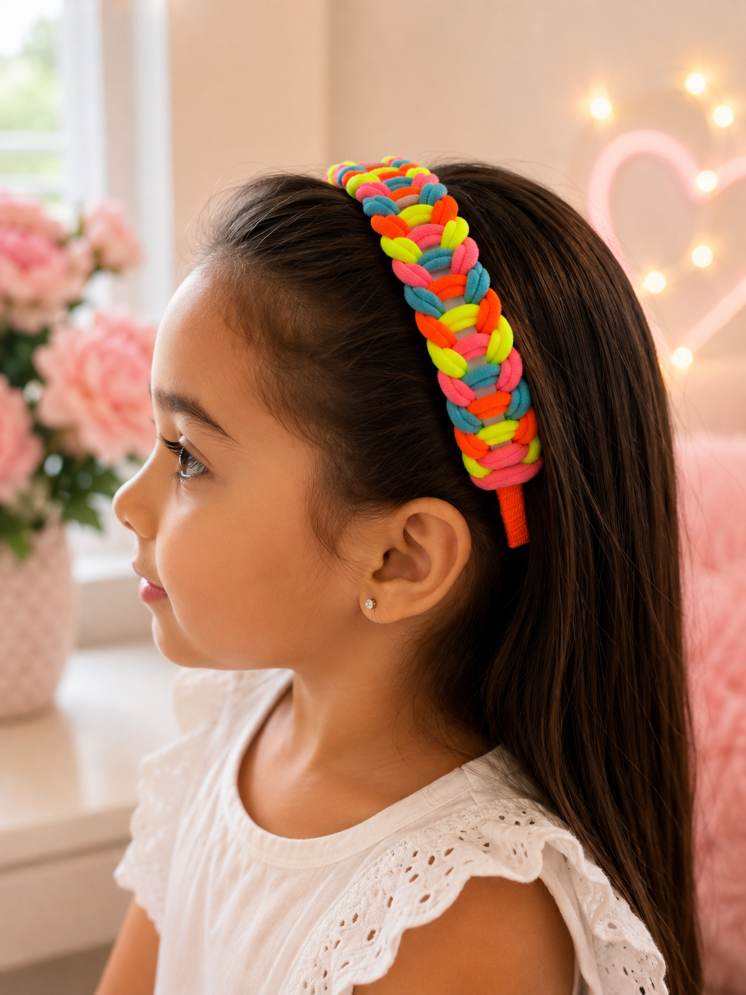Neon Rainbow Braided Headband – Handmade Colorful Hair Accessory