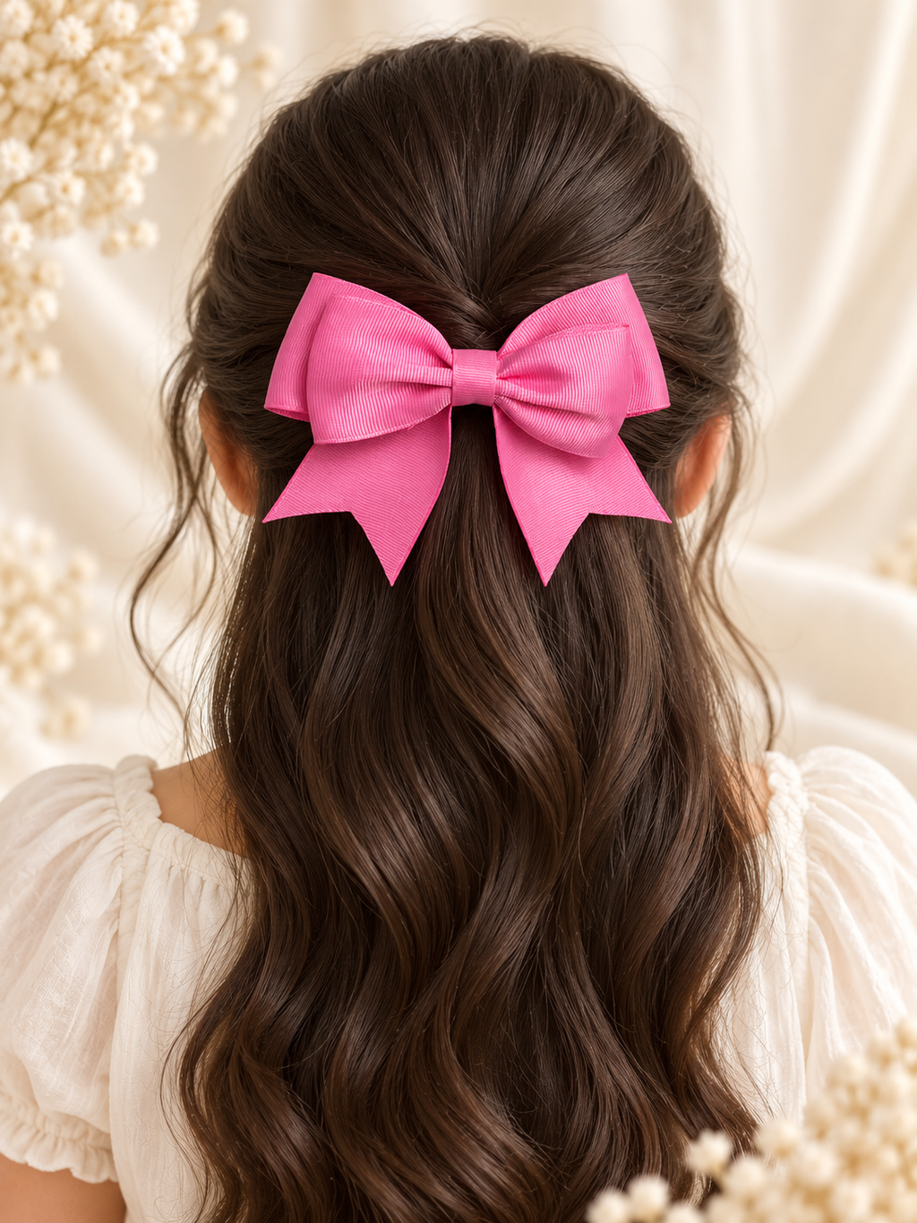 Juego de 2 lazos para el cabello hechos a mano en grogrén – Verde agua y rosa