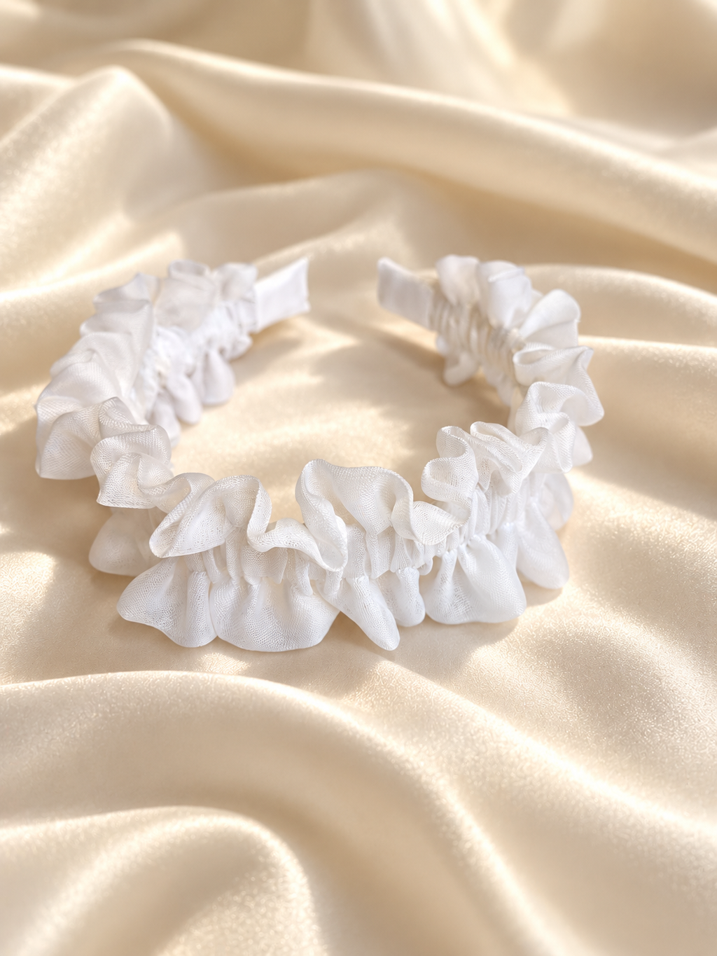 White Ruffle Headband – Handmade