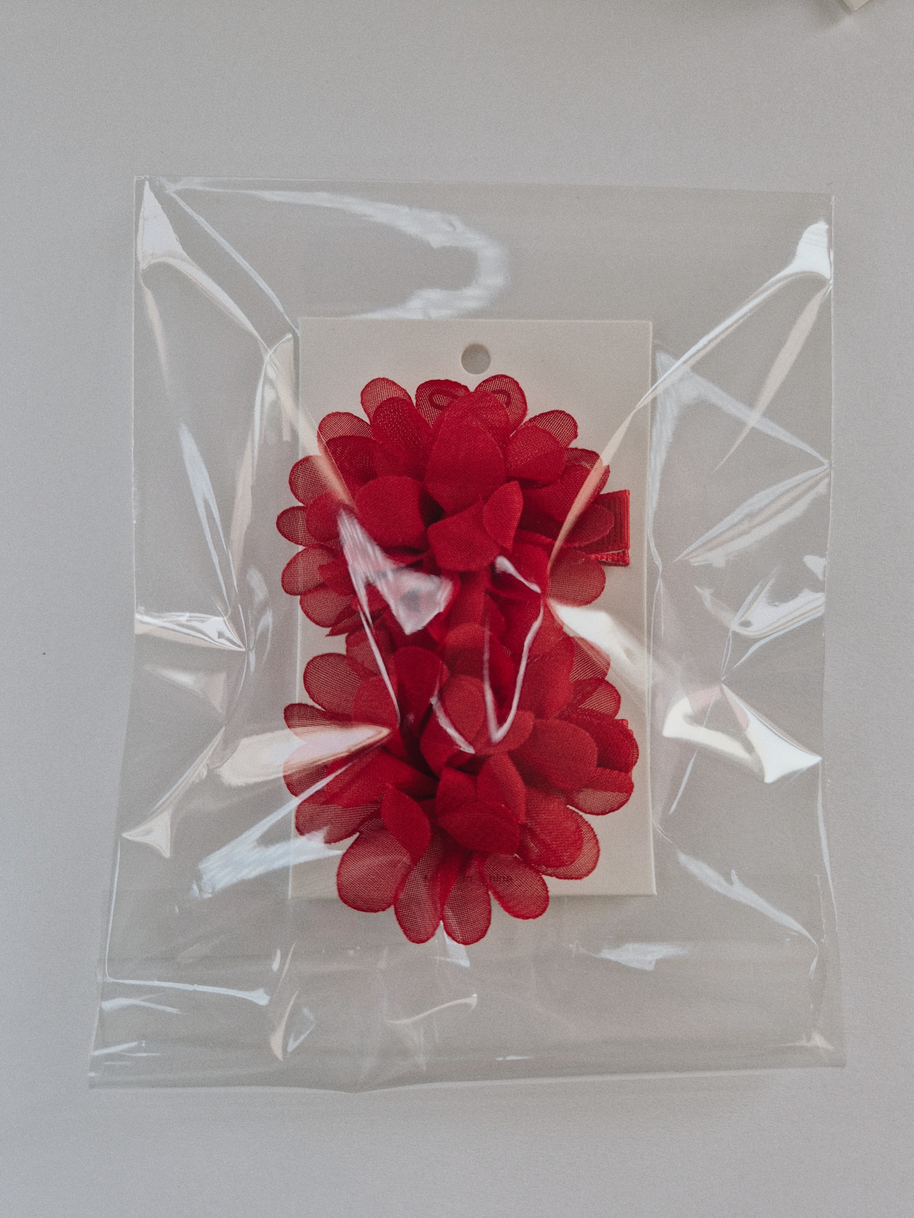 Red Mesh Flower Hair Clips – Set of 2
