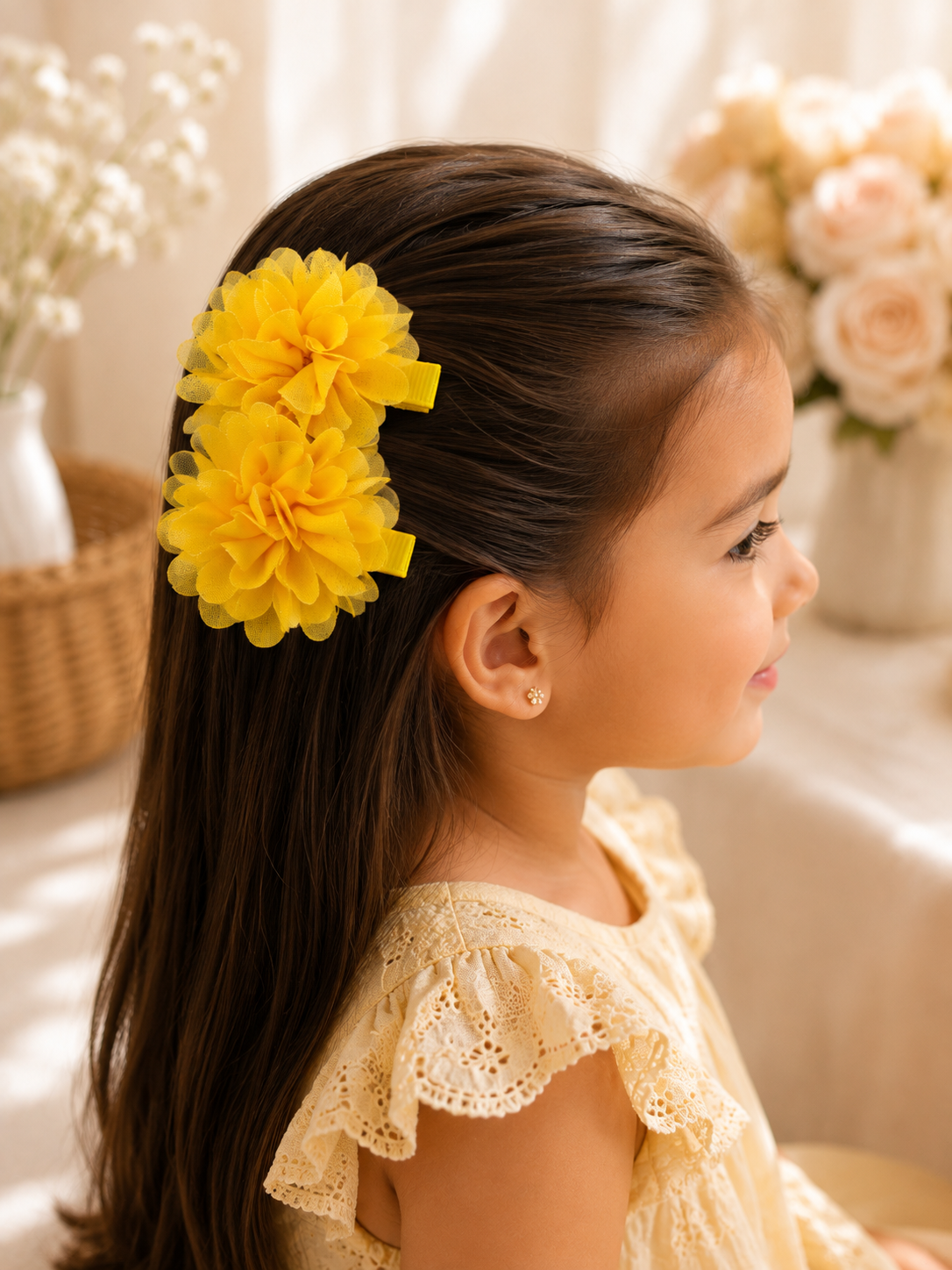 Sunshine Yellow Floral Hair Clip Set