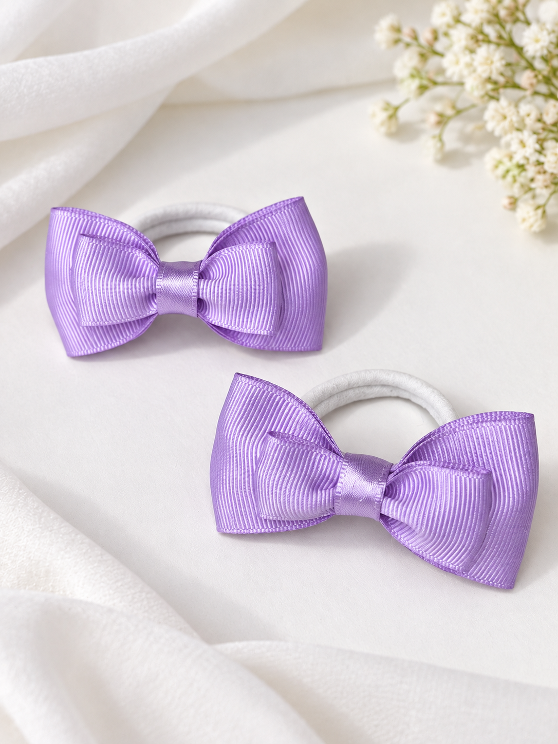 Lavender Double-Layer Bow Hair Ties – Set of 2
