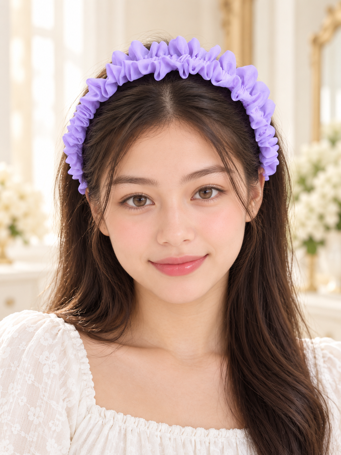 Lavender Ruffle Headband – Handmade