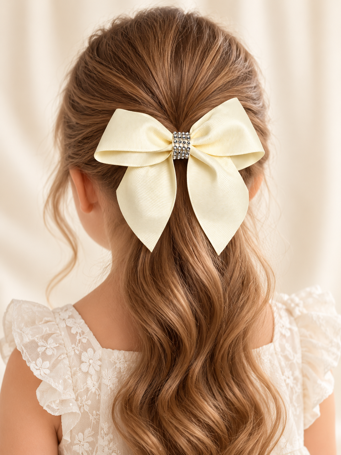 Set of 2 Handmade Grosgrain Hair Bows – Ivory & Royal Blue