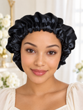 Black Elegance – Handmade Satin Bonnet