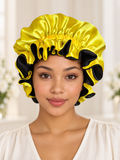 Yellow & Black Satin Ruffle Bonnet