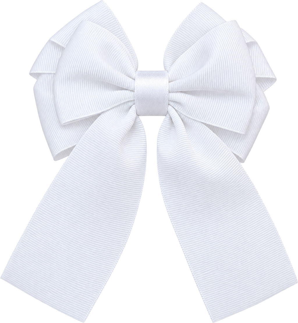 Classic White Long Tail Hair Bow