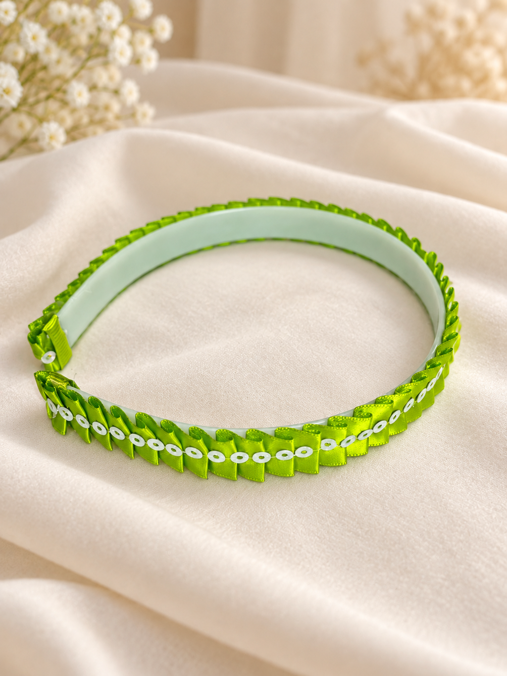 Lime Green & Light Blue Handmade Woven Headband