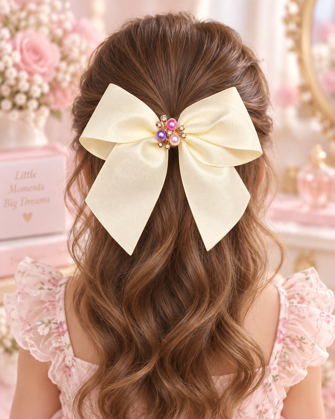 Ivory Pearl & Crystal Hair Bow