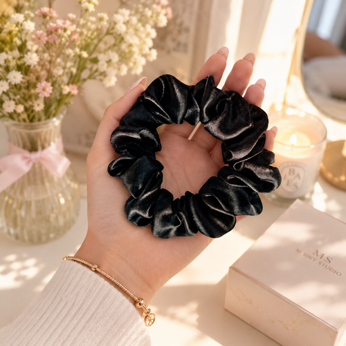 Black Satin Scrunchie