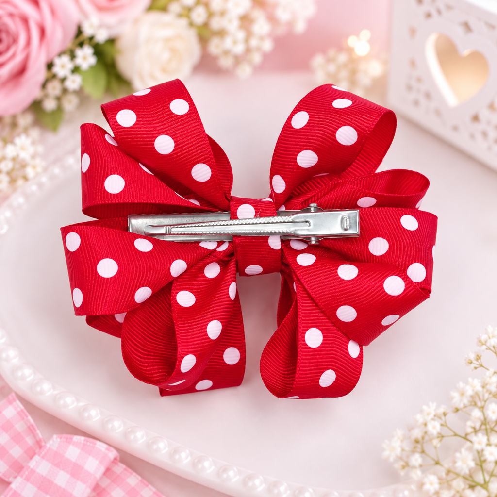 Ruby Polka Dot Boutique Hair Bow