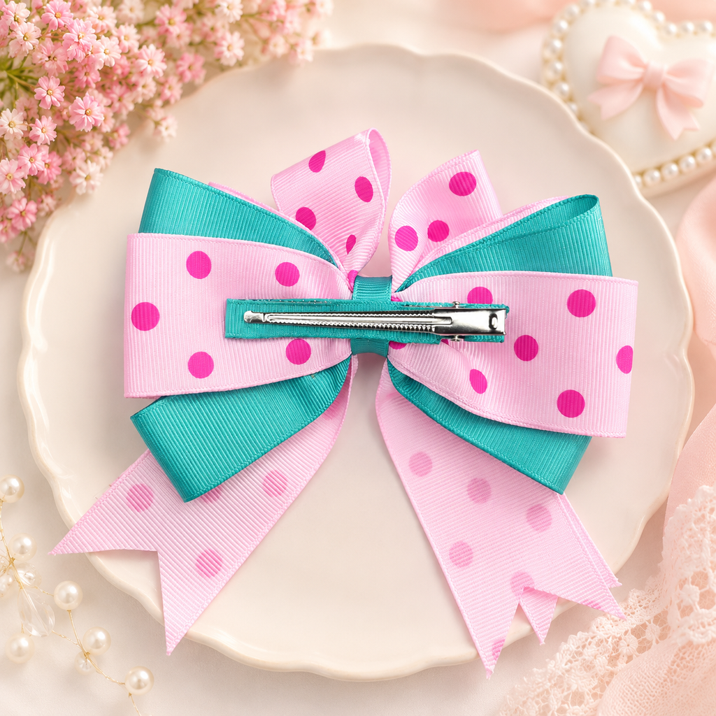 Pink Floral Bow for Girls | Handmade Hair Bow