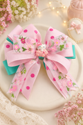 Pink Floral Bow for Girls | Handmade Hair Bow