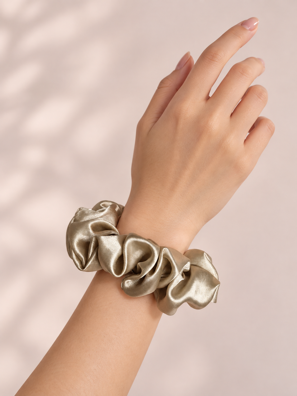 Champagne Satin Scrunchie – Handmade Hair & Wrist Accessory