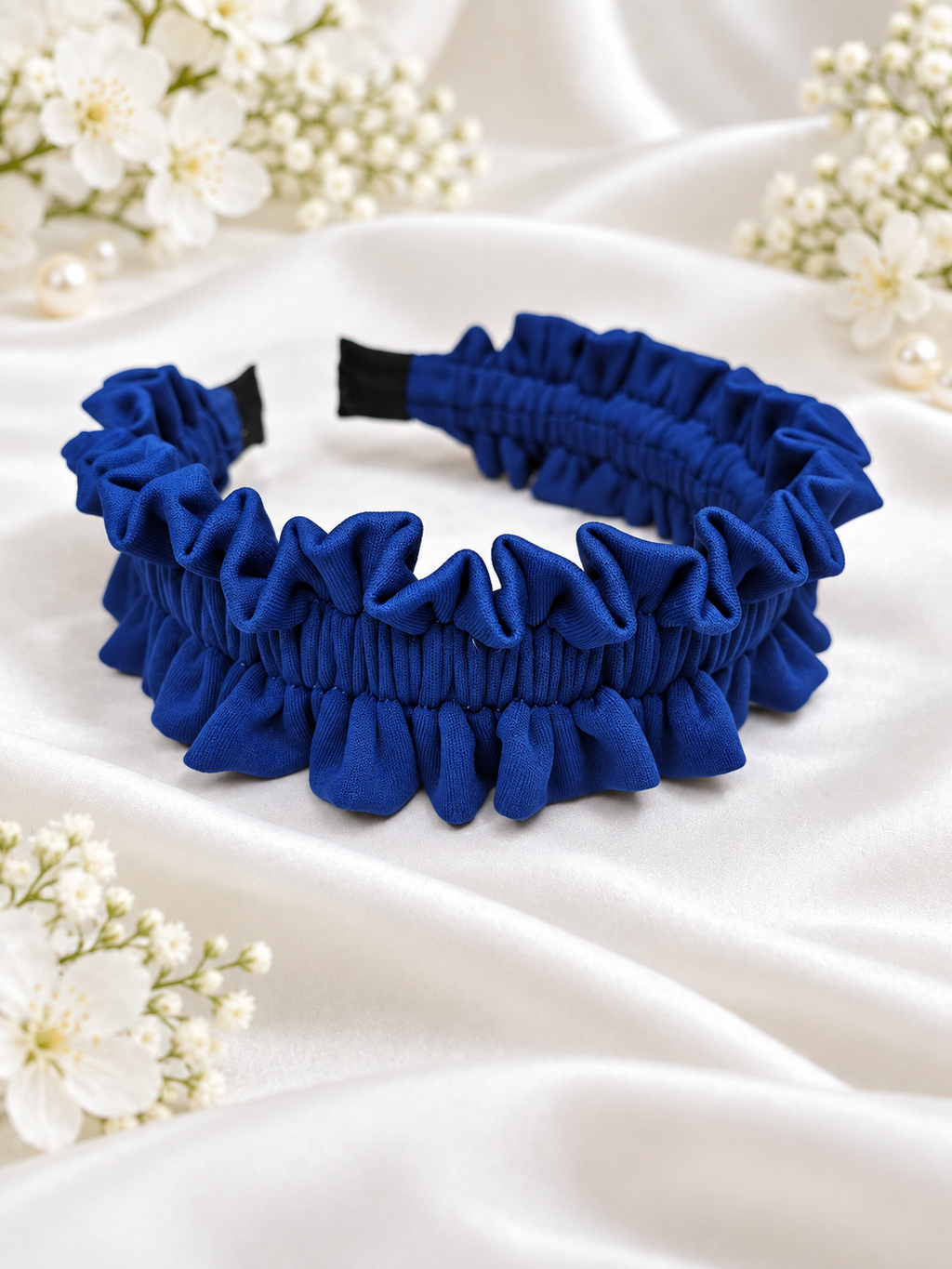 Royal Blue Ruffle Headband – Handmade