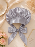 Silver Satin Bonnet with Elegant Bow
