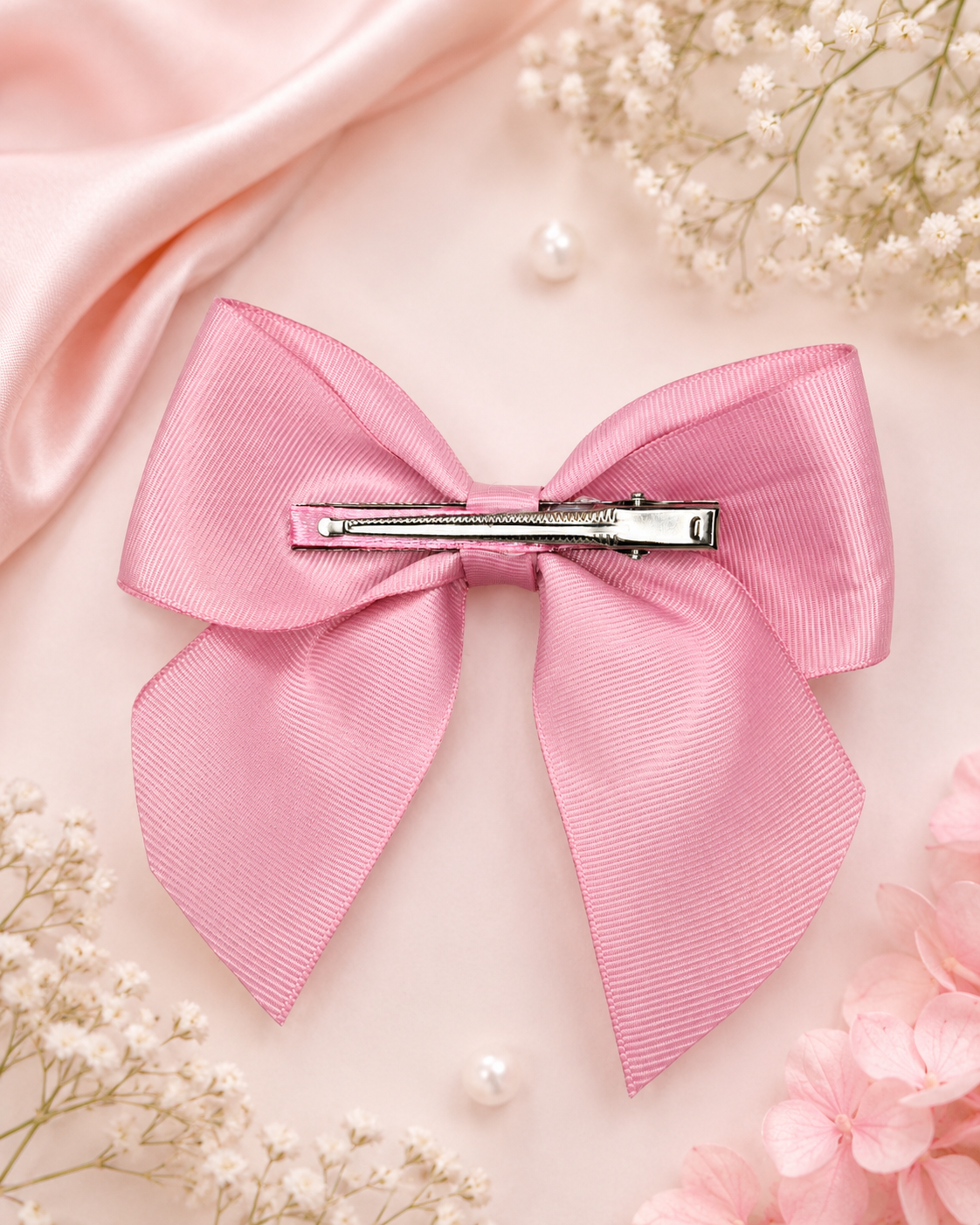 Blush Pink Classic Grosgrain Bow Hair Clip
