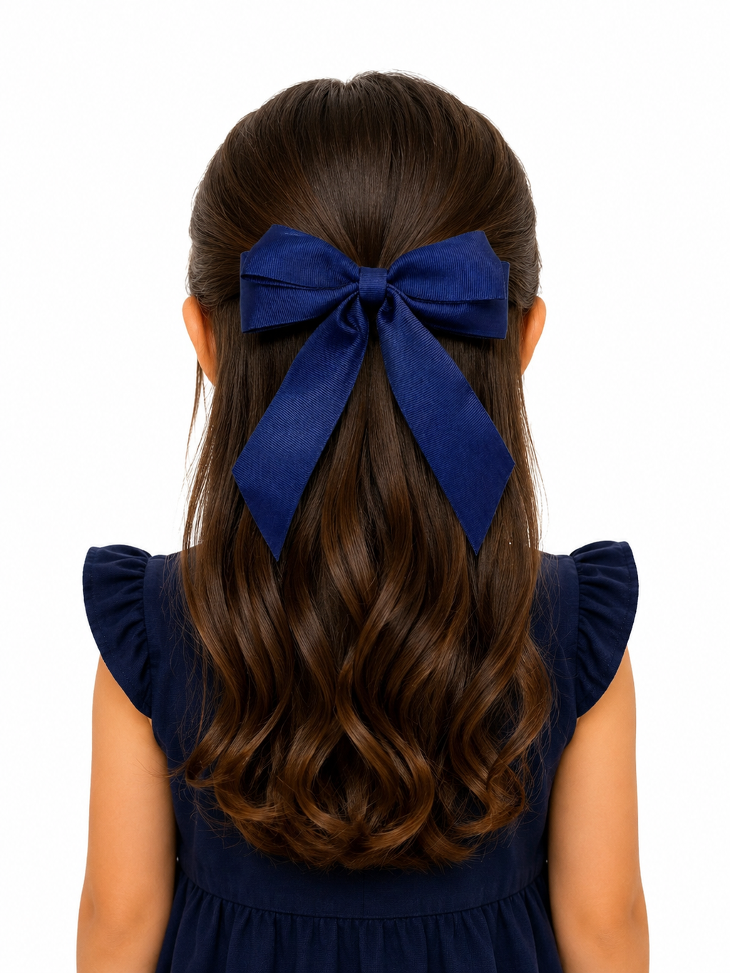 Navy Blue Long Tail Grosgrain Hair Bow