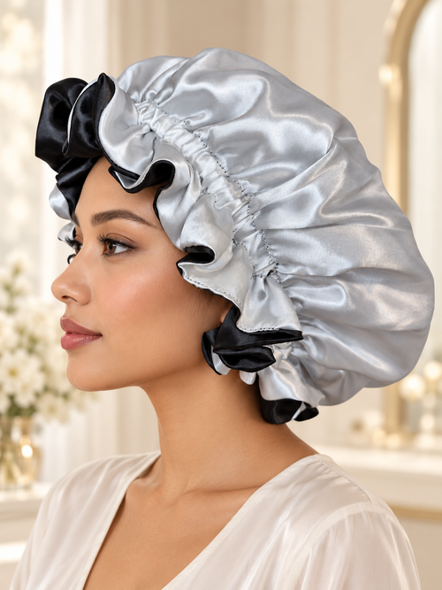 Black & White Satin Bonnet
