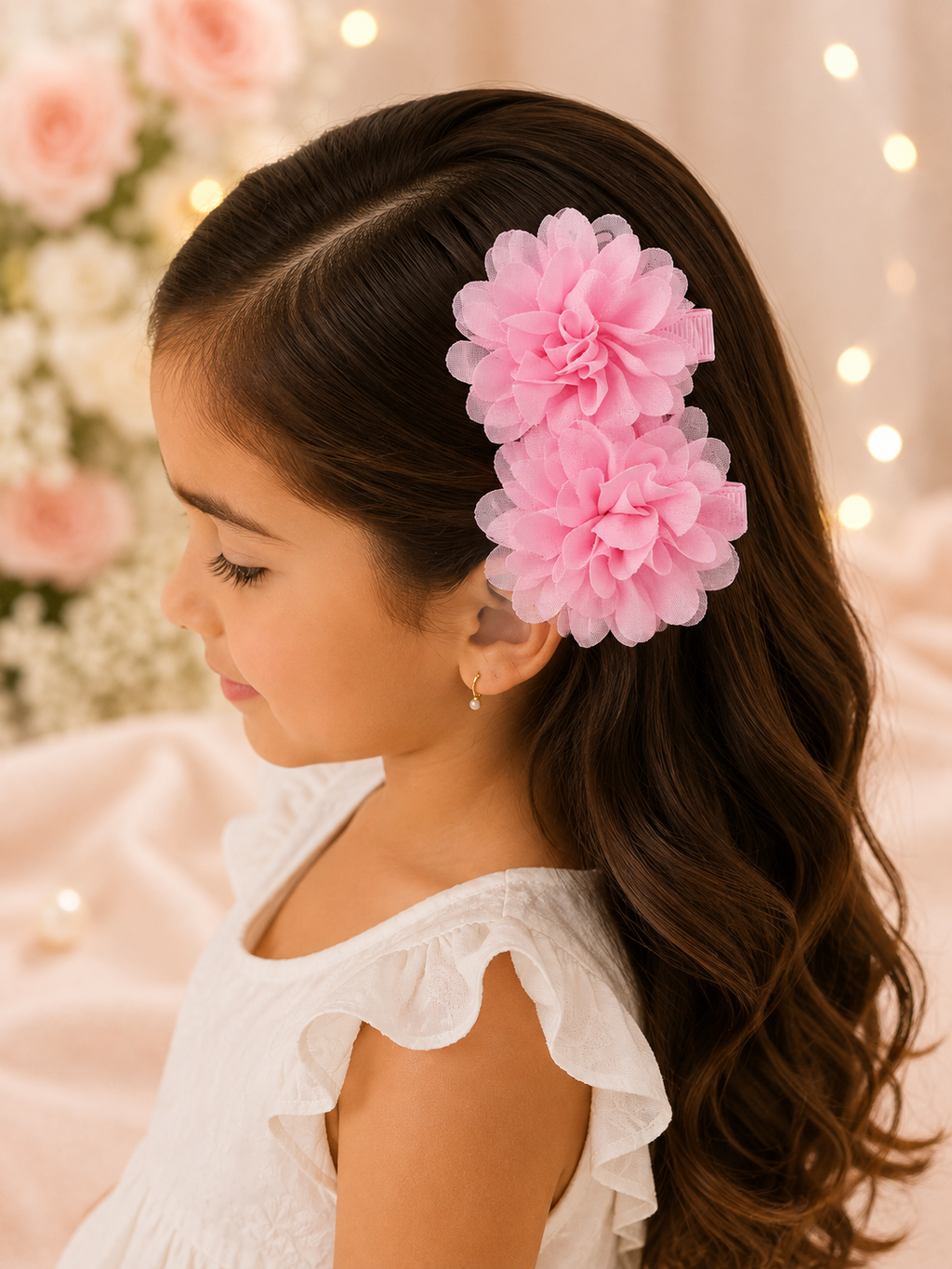 Pink Blossom Floral Hair Clip Set