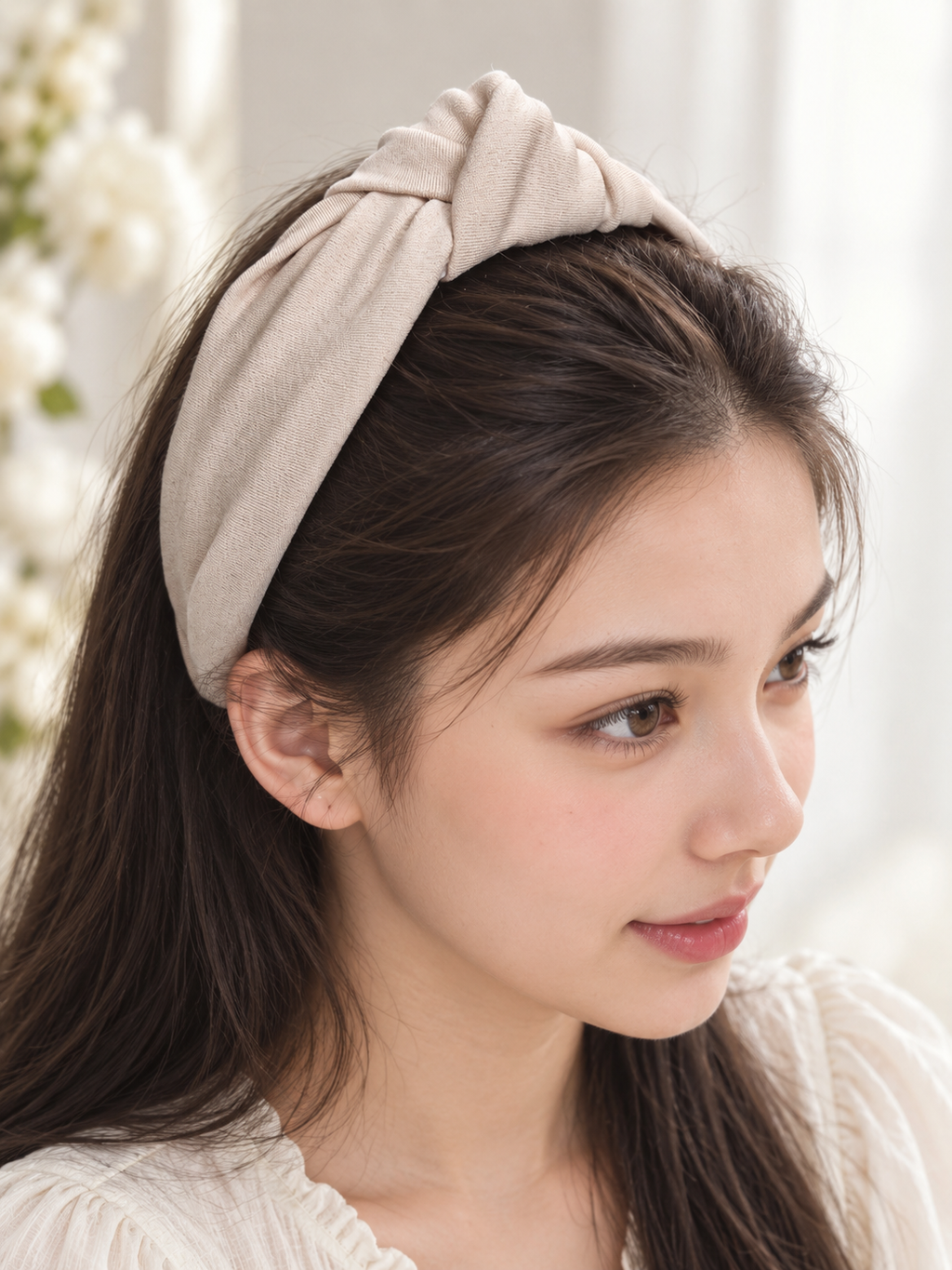Beige Elegance Knotted Headband
