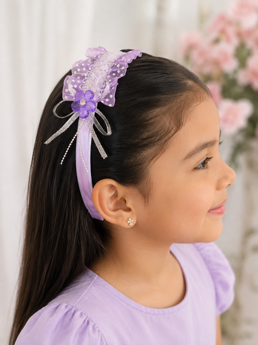 Lavender Lace Ruffle Headband