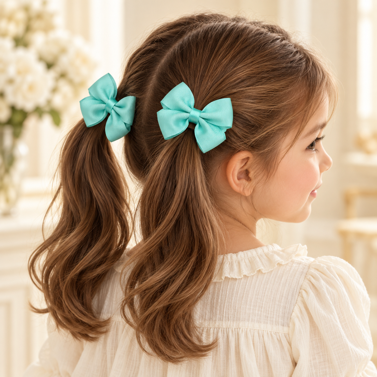 Pastel Bow Hair Tie Set – 5 Matching Pairs, 10 Pieces
