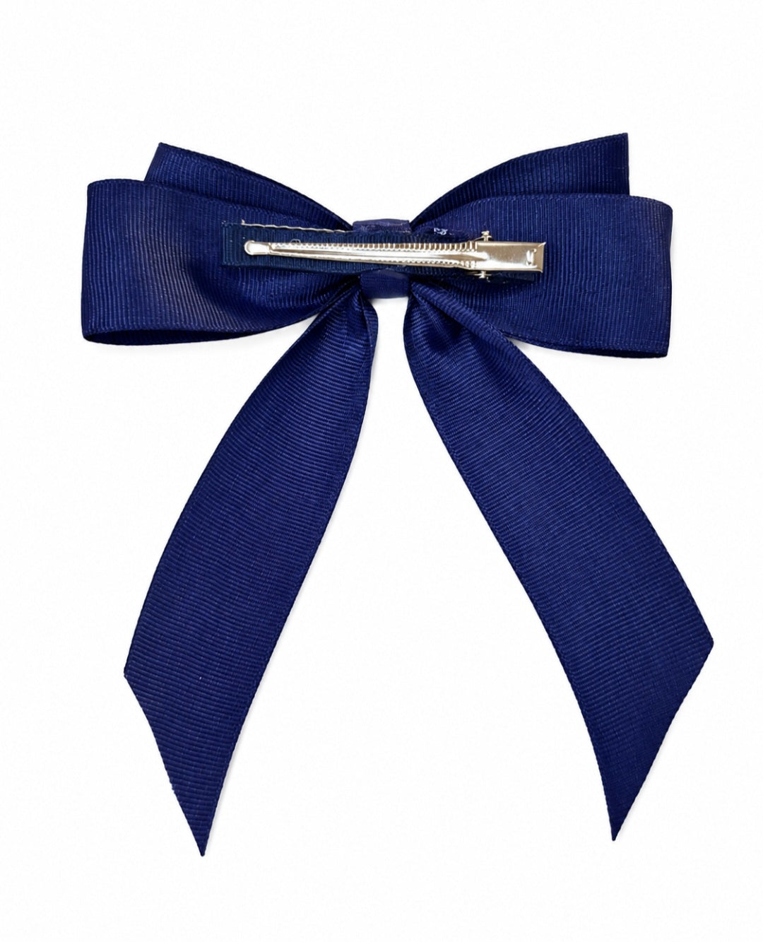 Navy Blue Long Tail Grosgrain Hair Bow