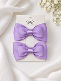 Lavender Double-Layer Bow Hair Ties – Set of 2