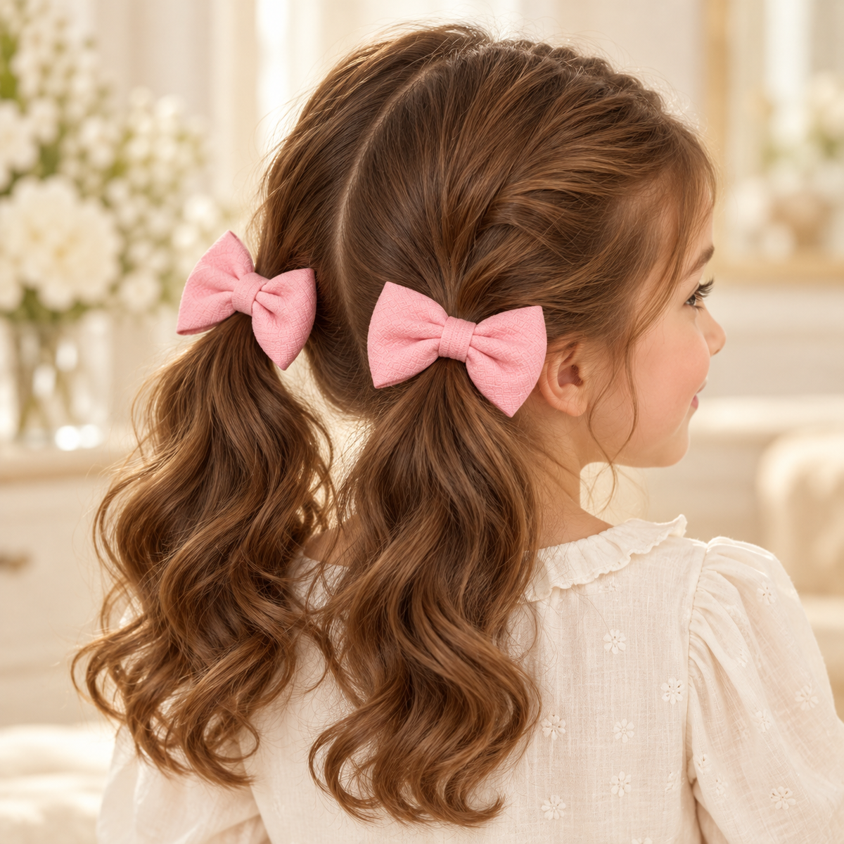 Pastel Bow Hair Tie Set – 5 Matching Pairs, 10 Pieces