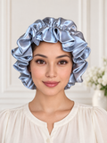 Silver Ruffle Satin Bonnet